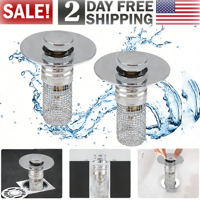 2PCS Bathroom Sink Plug Stopper Wash Basin Core Bounce Pop Up Drain Filter US