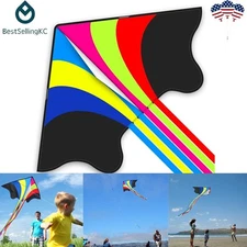 Rainbow Delta Kite for Kids Adults Easy to Fly for Beginner-Mint's Colorful Life