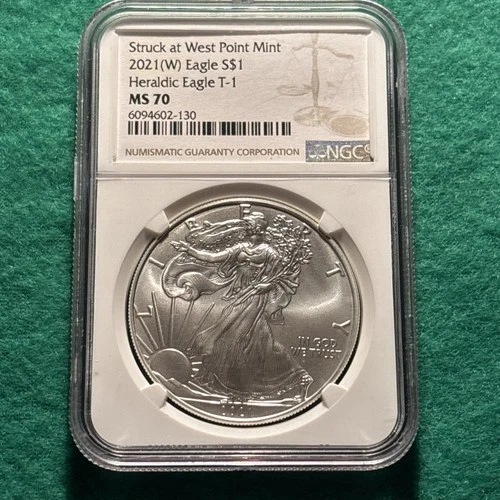 2021-W Silver Eagle - Heraldic Eagle Type 1 - NGC MS 70 - Great Looking Coin!