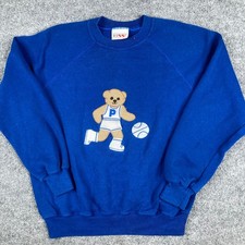 Bassett Walker Sweatshirt Mens M Blue Bear Graphic Crewneck