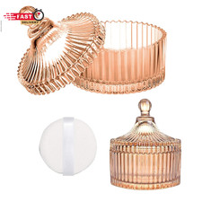 Body Powder Puff and Container, Soft Powder Puff,Glass Box for Dust Puff,Powder