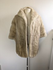 Vintage Mink Fur Stole Shawl Wrap Pale Beige Blonde Real Fur Tourmaline