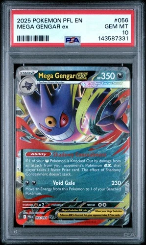 2025 POKEMON PFL EN-PHANTASMAL FLAMES #056 MEGA GENGAR EX PSA 10