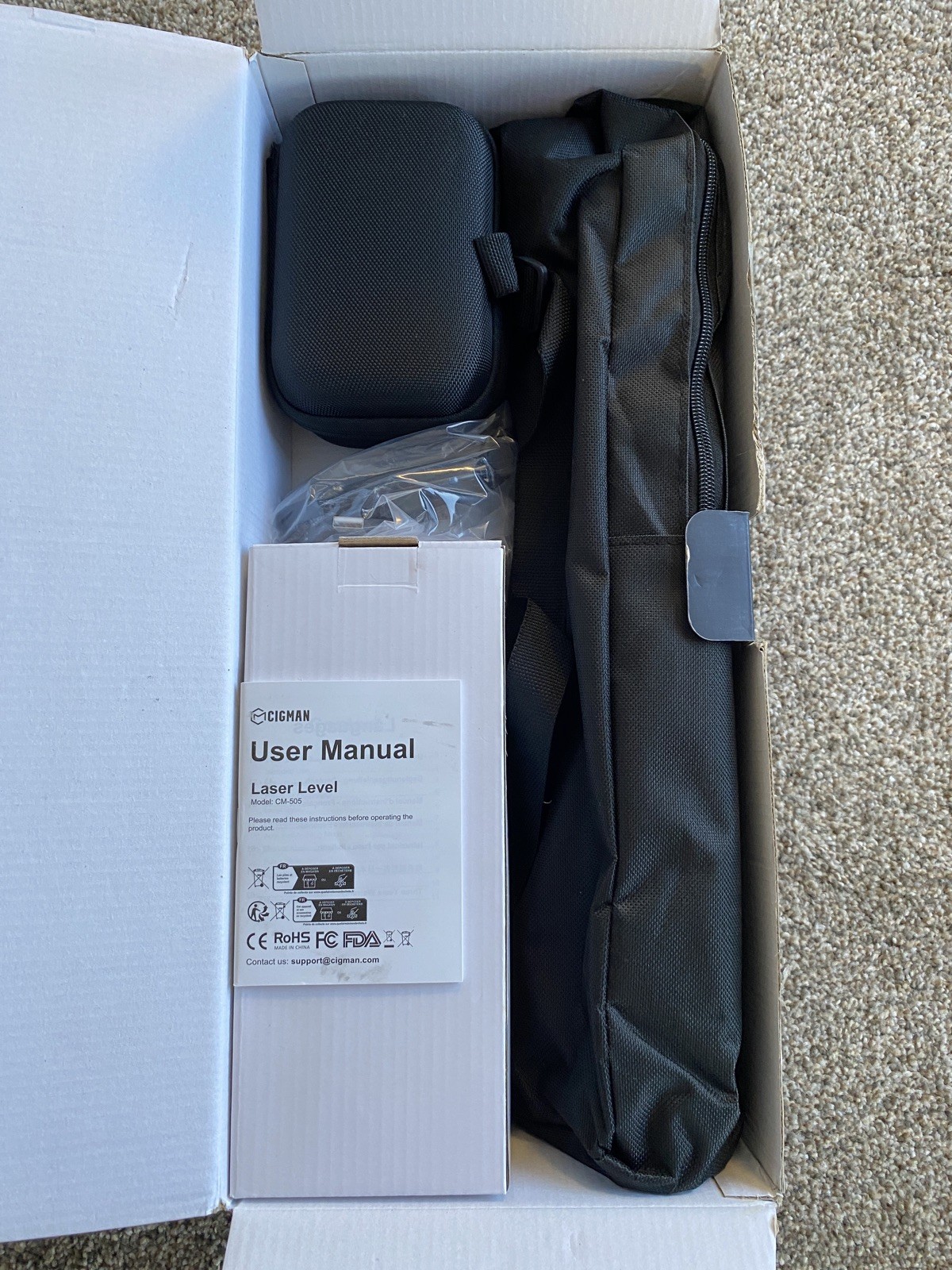 CIGMAN 360° Laser Level with Tripod, 100Ft Self Leveling Cross Line Laser W/ Bag