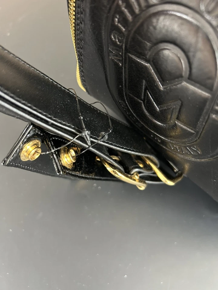 Bolsa de mão MARINO ORLANDI conversível grande estilingue preta couro genuíno da Itália - Imagem 3 de 4