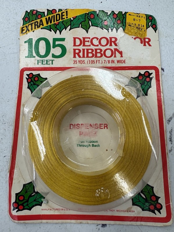 Kmart Gold Fabric Ribbon Extra Wide Ribbon Roll, VTG NOS 3/4”