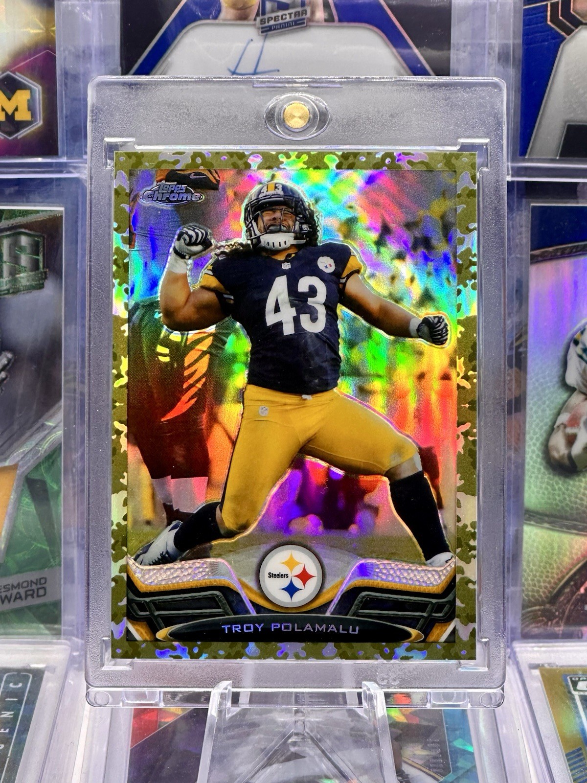 2013 Topps Chrome Military Camo Refractor /499 Troy Polamalu Pittsburgh Steelers