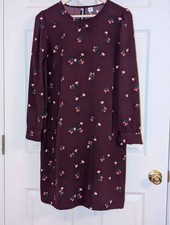 Old Navy Floral Shift Dress Purple Long Sleeve | Back Button Closure | Size L