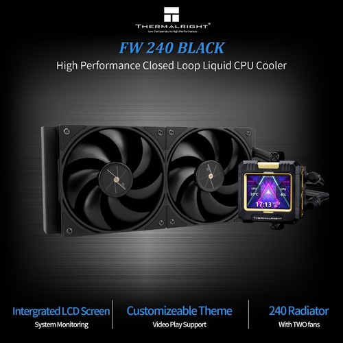 FW240 Black CPU AIO Cooler,PC 240 Specification Water Cooler System,IPS LCD Scre - 第 2/6 張圖片