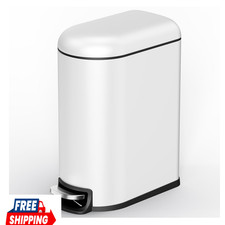 Small Bathroom Trash Can with Lid Soft Close, 5L/1.3 Gallon Stainless Steel Slim