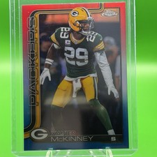 2025 Topps Chrome NFL #113 Xavier McKinney Red White and Blue Refractor Packers