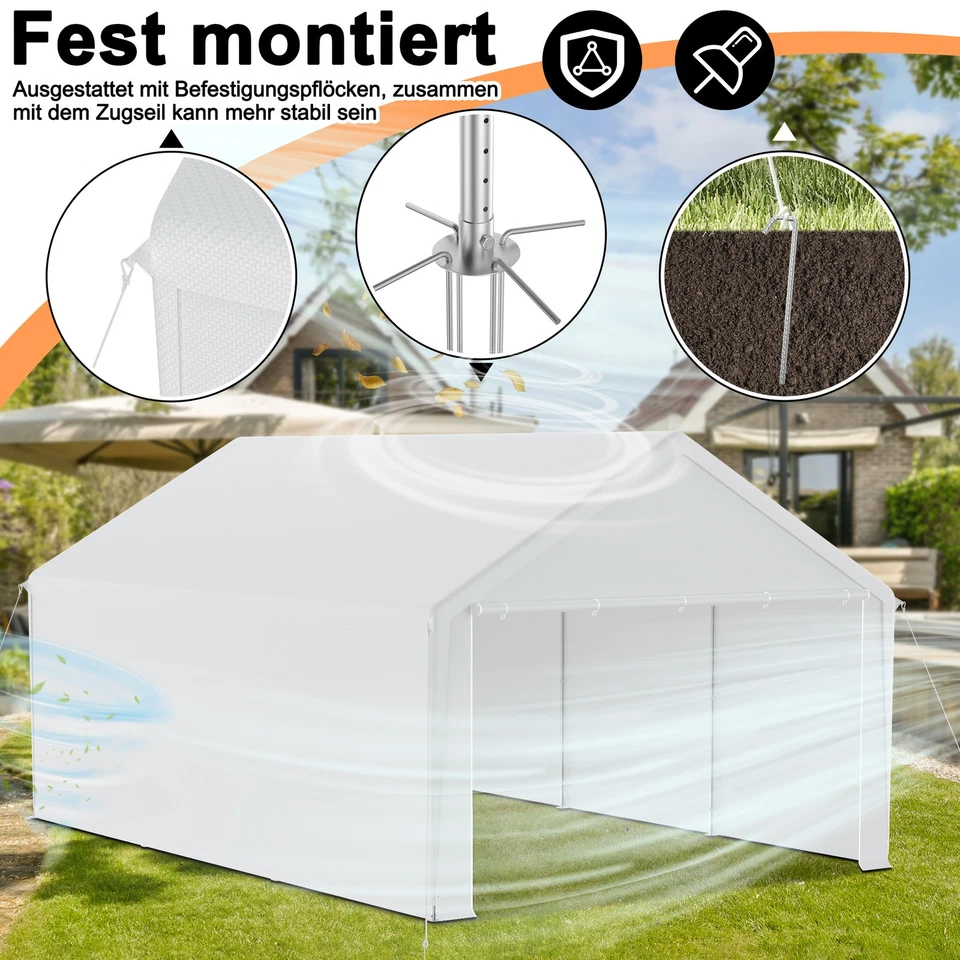 Autozelt Lagerzelt Carport Gerätehäuser 3x4m 3x6m 4x6m 4x8m Garage Zelt mit Tür - Bild 4 von 4