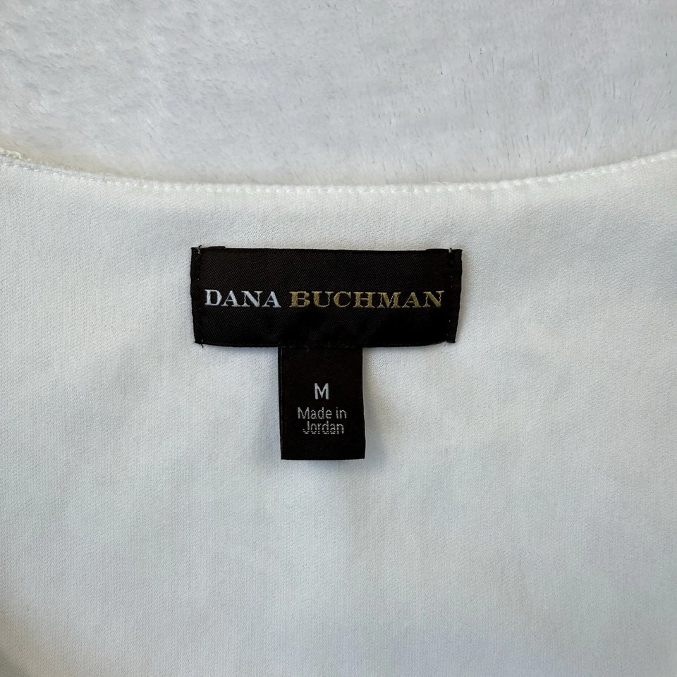 Dana Buchman Top M 象牙色花卉蕾丝覆盖无袖套衫背心衬里 — 第 2/4 张图片