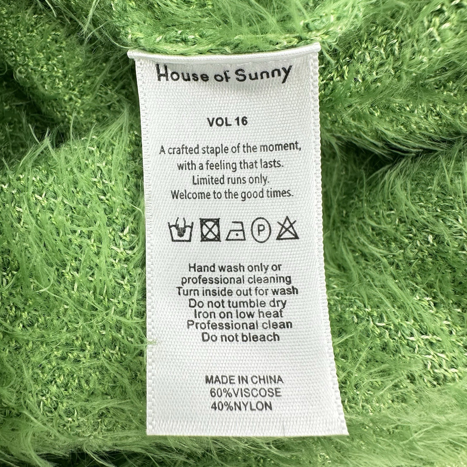 House of Sunny Hockney Dress Sz 4 Blogger Fav Green Abstract Fuzzy Knit Resort