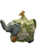 Takahashi 3DTeapot Handpainted Jungle Elephant Giraffe Zebra 