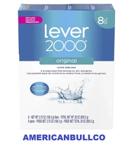 Lever 2000 Perfectly Cool Bar Soap, Original Refreshing for Dry Skin – Pack of 8