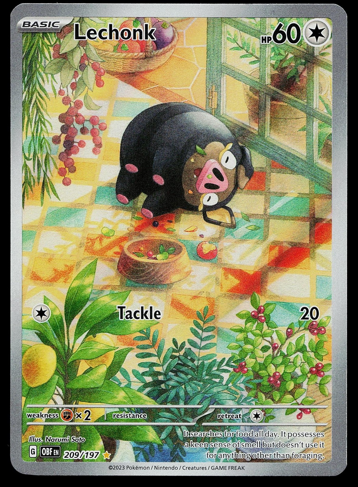 Pokemon Card - Lechonk Obsidian Flames 209/197 Illustration Rare 2023