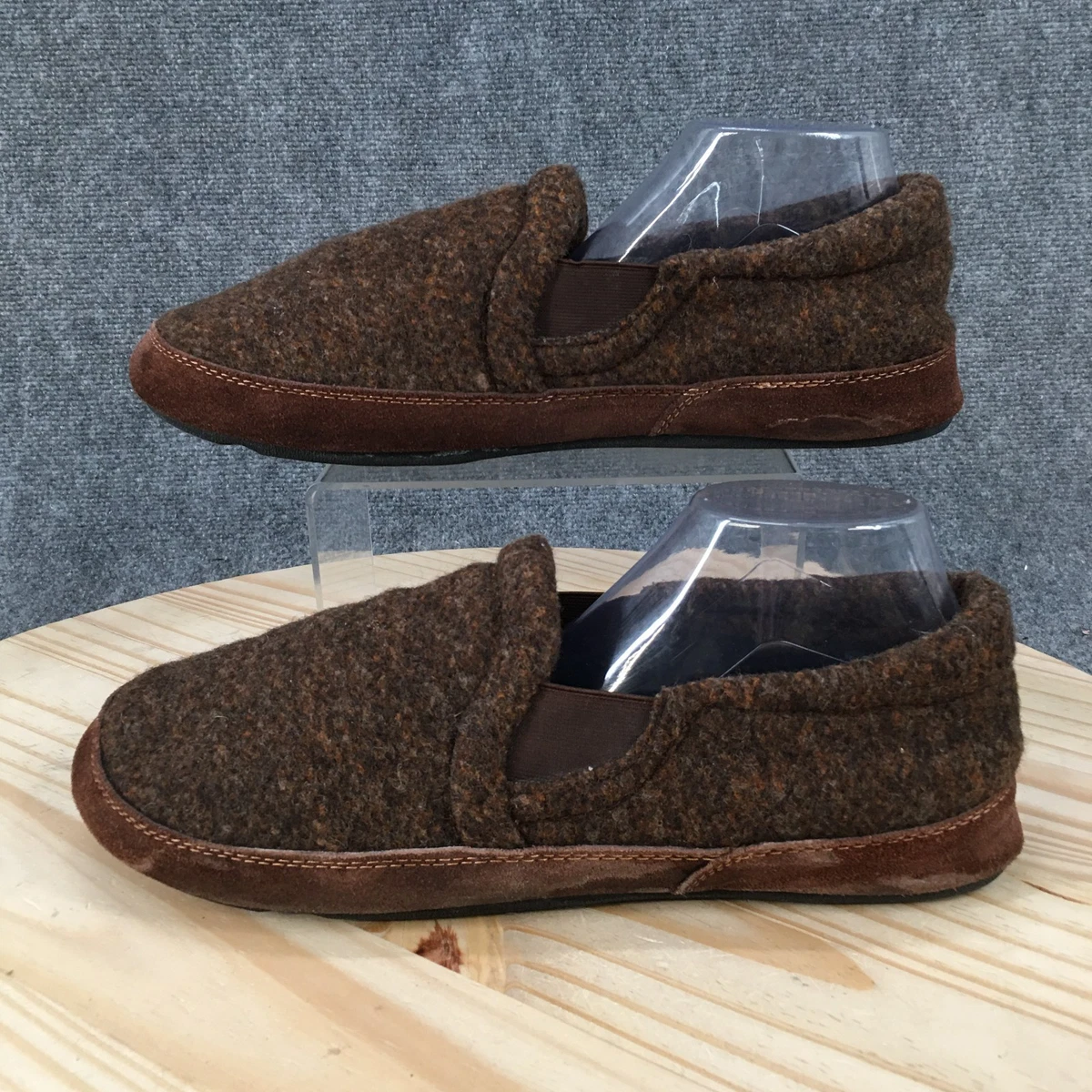 VTG Acorn Slippers Shoes Men\'s 10 Walnut Shearling Loafer Sheepskin Real Fur EUC Men main image 3