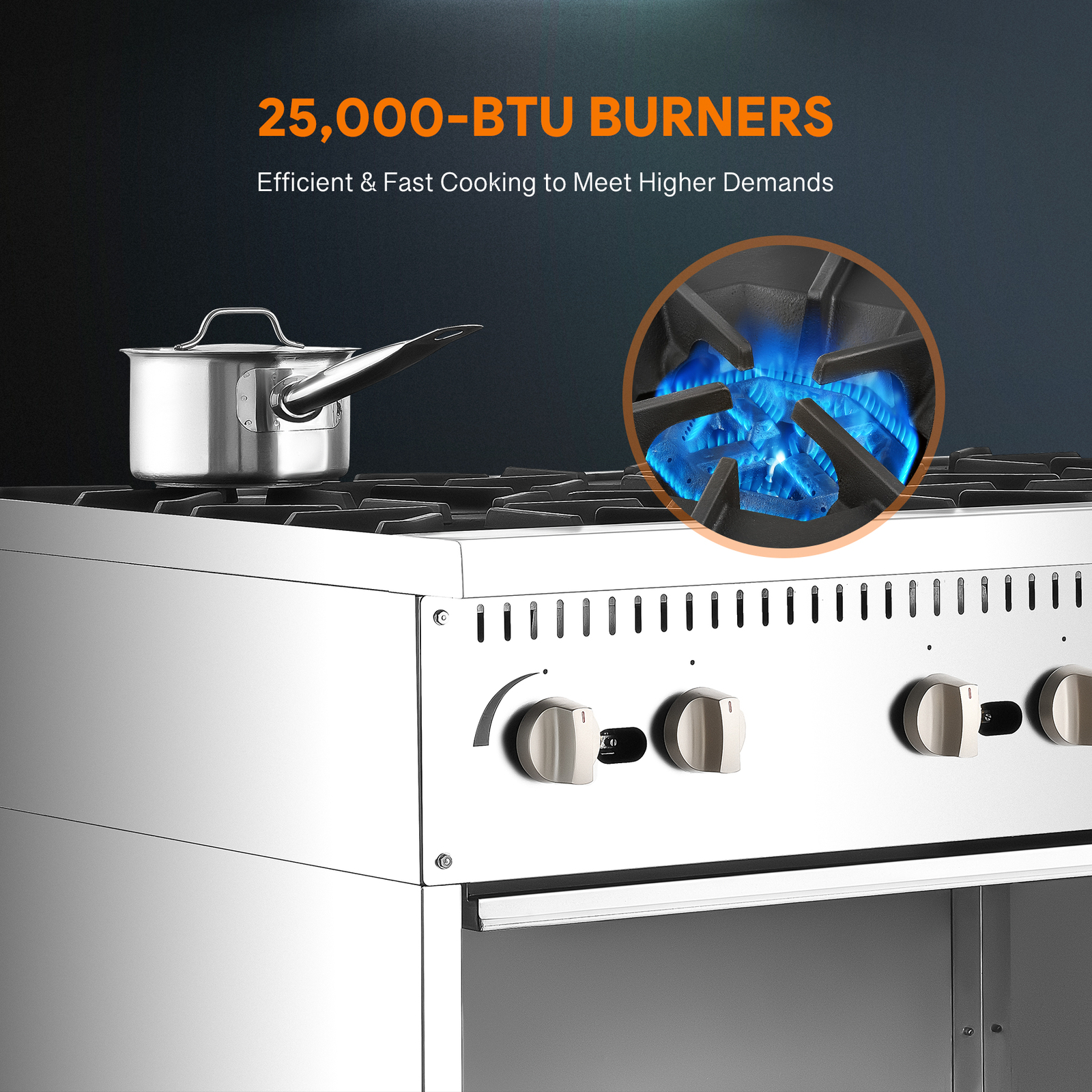 36" Commercial Natural Gas Range 6 Burners Stainless Steel Gas Stove 150000BTU