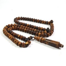 Collier islamique en bois d'agar perles de prière Tasbih Misbaha avec pendentif