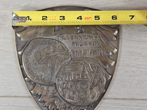 Polish Poland 1966 Millenium Of Christianity Metal Wall Plaque - Picture 5 of 8