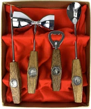 Vtg MC Modern 4 Piece SWANK Antique Coin Bar Tool Set w/ Box Retro No 1598-1112