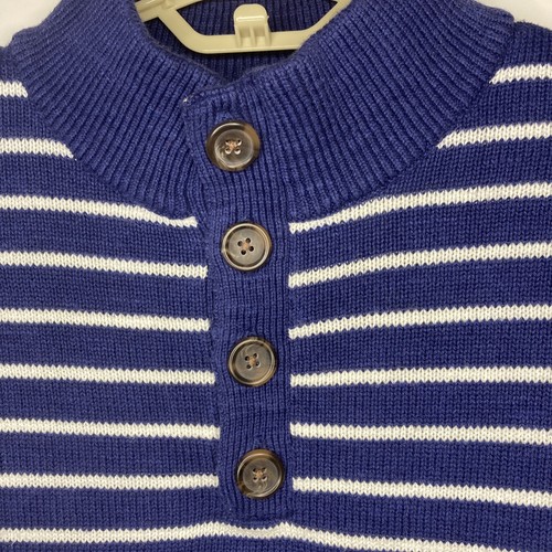 Vineyard Vines Sweater Nautical Sailing Large Blue Stripe Cotton Pullover Button