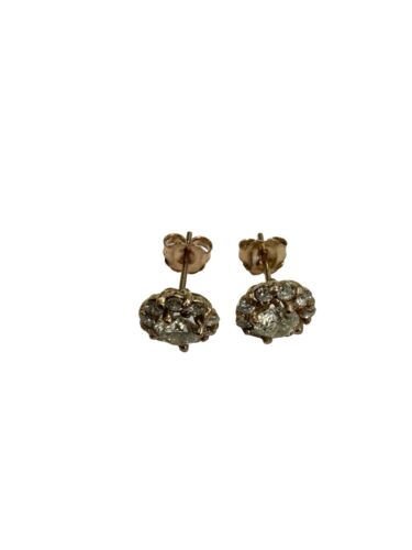 1.42 ctw Natural Diamond Halo Cocktail Stud Earrings 14k Rose Gold 0.92 centers - Picture 2 of 4