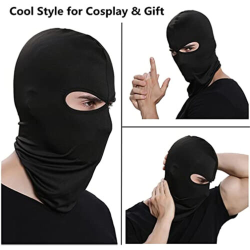 Balaclava 2 Holes Full Face Mask Thin UV Protection Ski Sun Hood for Men Women - Picture 7 of 26