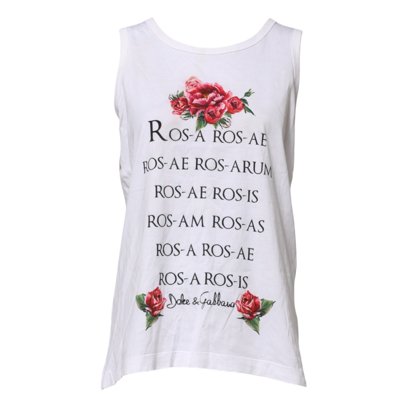 DOLCE & GABBANA Top White Cotton Printed Sleeveless RoundNeck IT38/US4/XS 520usd