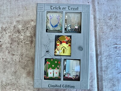 Disney Parks Halloween Villains Trick Or Treat 5x Pin Set Box LE New