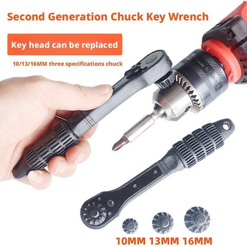 Drill Chuck Wrench Set, 2-in-1 Black Fast Ratchet Drill Chuck Key Wrenc h - Picture 3 of 28