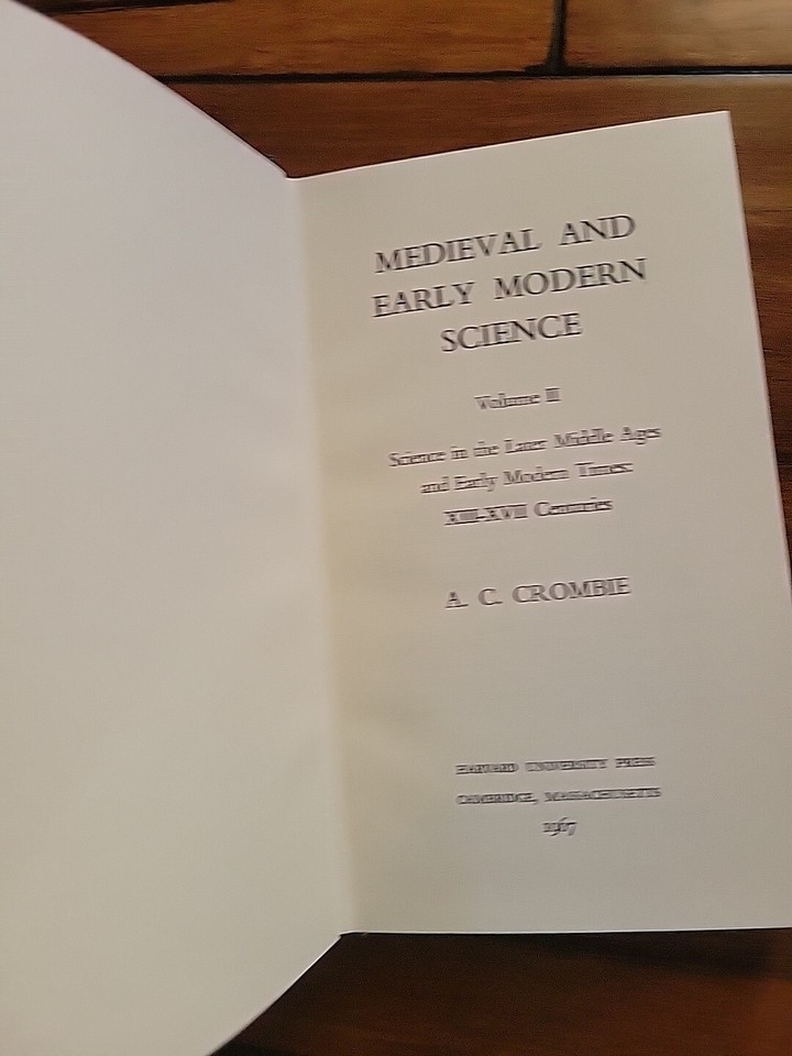 Medieval and Early Modern Science Vol 2 A C Crombie hardcover vintage ...