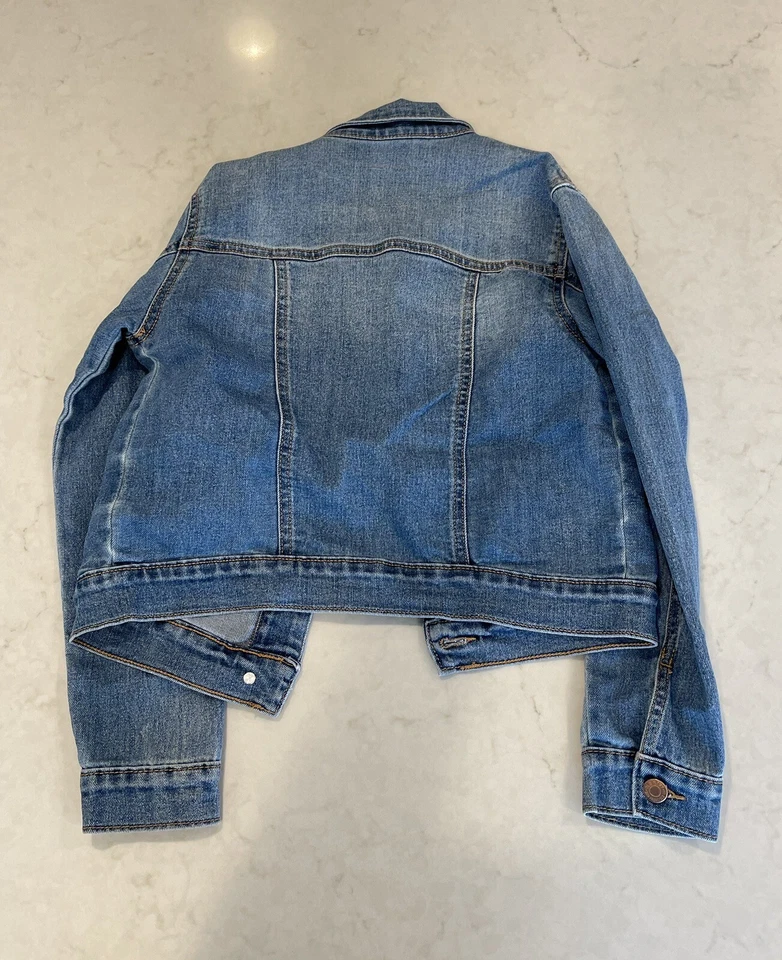 Chaqueta vaquera de segunda mano para niñas, mono corto, camisa de manga larga, chaleco talla L/10 Foto 2 de 4