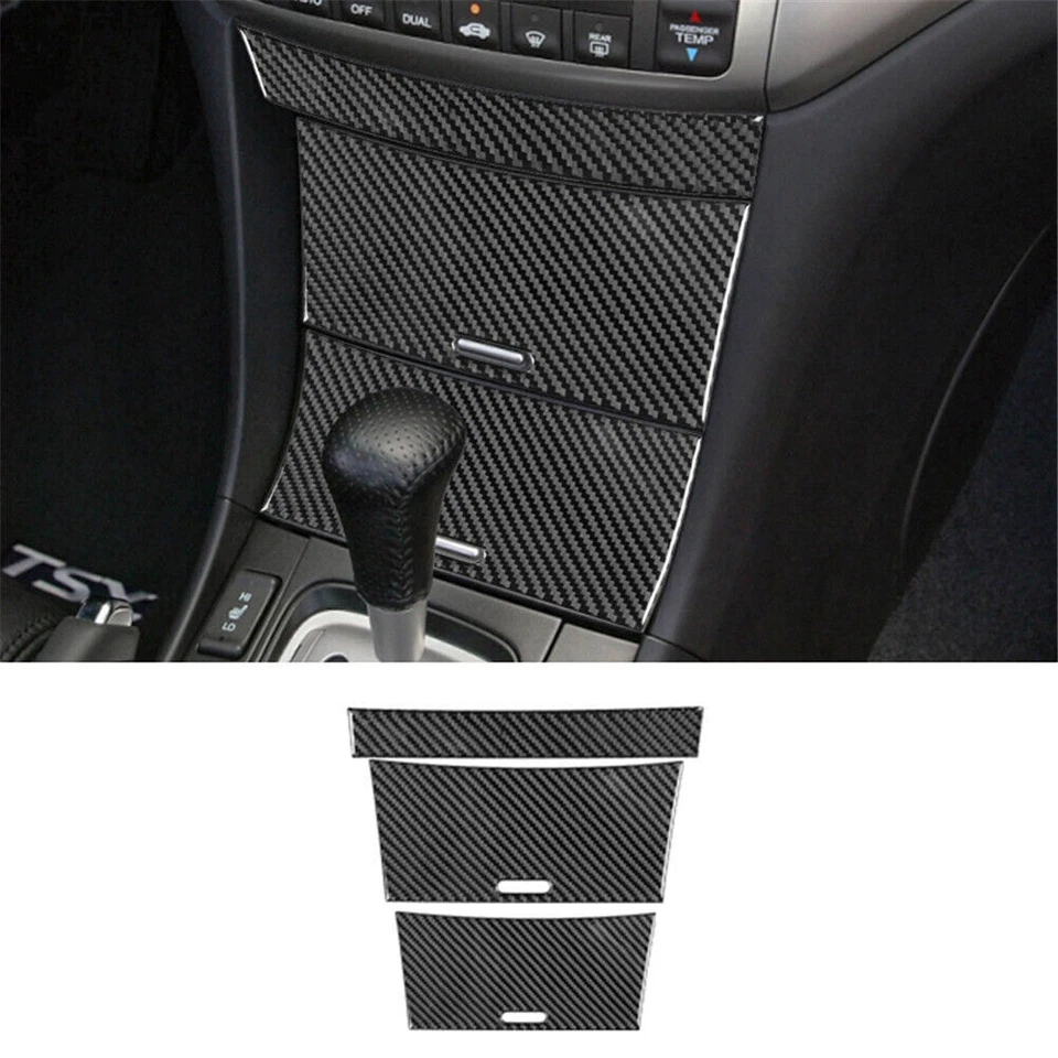 Cubierta de consola central interior de fibra de carbono 8 piezas para Acura TSX 2004-08 Foto 3 de 4