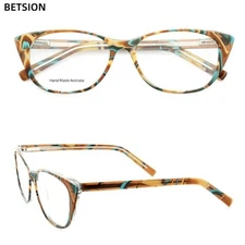Womens Fashion Colorful Cat Eye Eyeglasses Frames Acetate Reading Glasses Retro