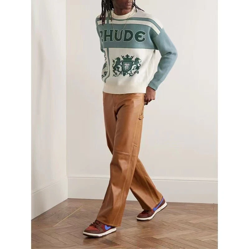 NUOVO RHUDE Cappotto Maglione Uomo Donna Alta Qualità Casual Girocollo Maglia TG:S XL