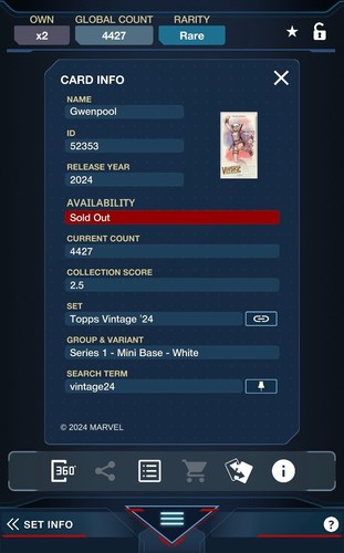 Topps Marvel Collect 2024 Topps Vintage '24 Mini Base White - Gwenpool - Picture 2 of 2
