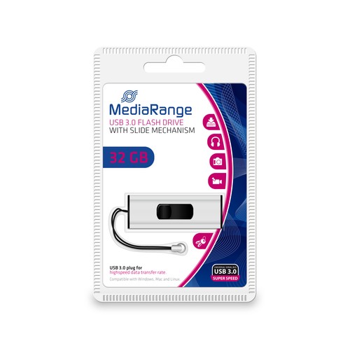 MediaRange 32 GB, USB-Stick silber/schwarz, USB-A 3.2 Gen 1 - Bild 2 von 5