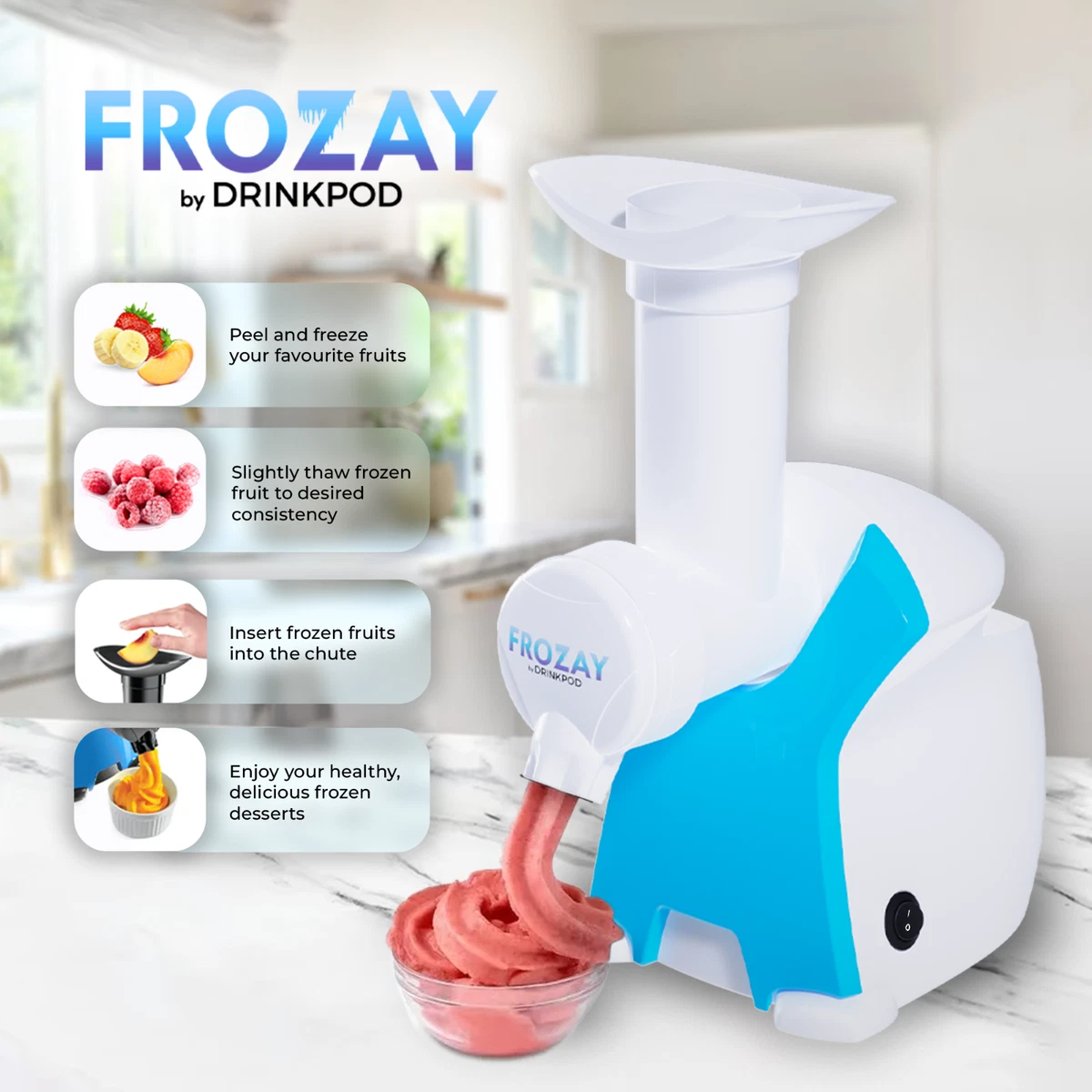 Frozen Fruit Ice Cream Maker, Soft Serve Frozen Yogurt Machine