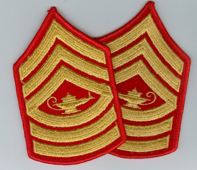 US Marine Corps JROTC First Sgt Patches Gold/Scarlet dress blue uniform