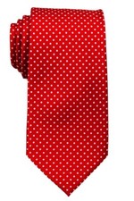 Men's Red and White Dot Necktie Schools Business Formal - NWT