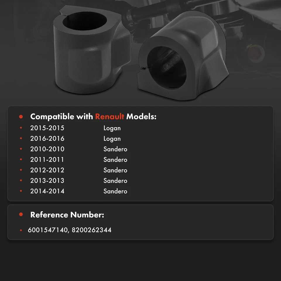 Estabilizador de buje de barra estabilizadora delantera izquierda y derecha 2 piezas para Renault Sandero 10-14 Logan Foto 2 de 4