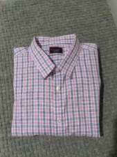 Untuckit XL Dolcetto WF Pink Blue Check LS Cotton Slim Shirt Style 01065