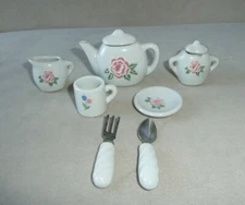 Hunson Trading Company Minatare Doll House Tea Set Pink Floral Design 7 piece 