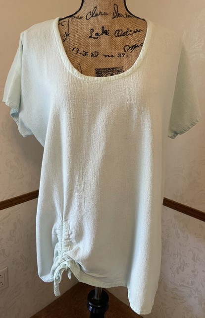 Oh My Gauze Size 1 Cold Shoulder 3 4 Sleeve Blue Pocket Cotton EBay