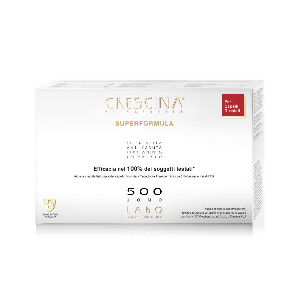 Crescina SUPER FORMULA Ri-Crescita e Anticaduta Capelli 500 Uomo 10+10 fiale