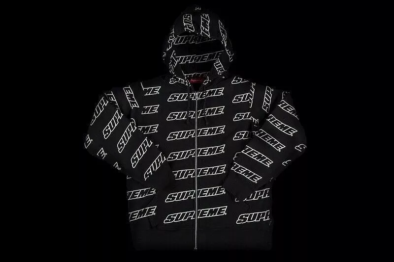 SWEAT SHIRT À CAPUCHE NOIR XL NEUF SS18 SUPREME REPEAT ZIP UP