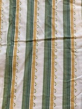 Vtg Green Gold Stripe Print Fabric Flannel Geometric 44  BTY