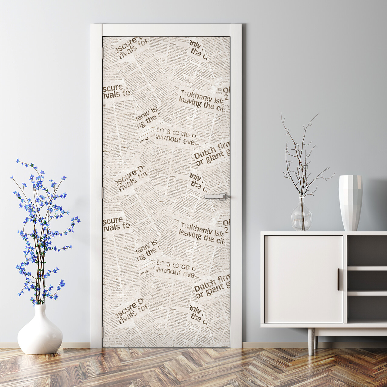 Vintage Scandinavian Newspaper Decal - Bubble-Free Door & Wall Sticker